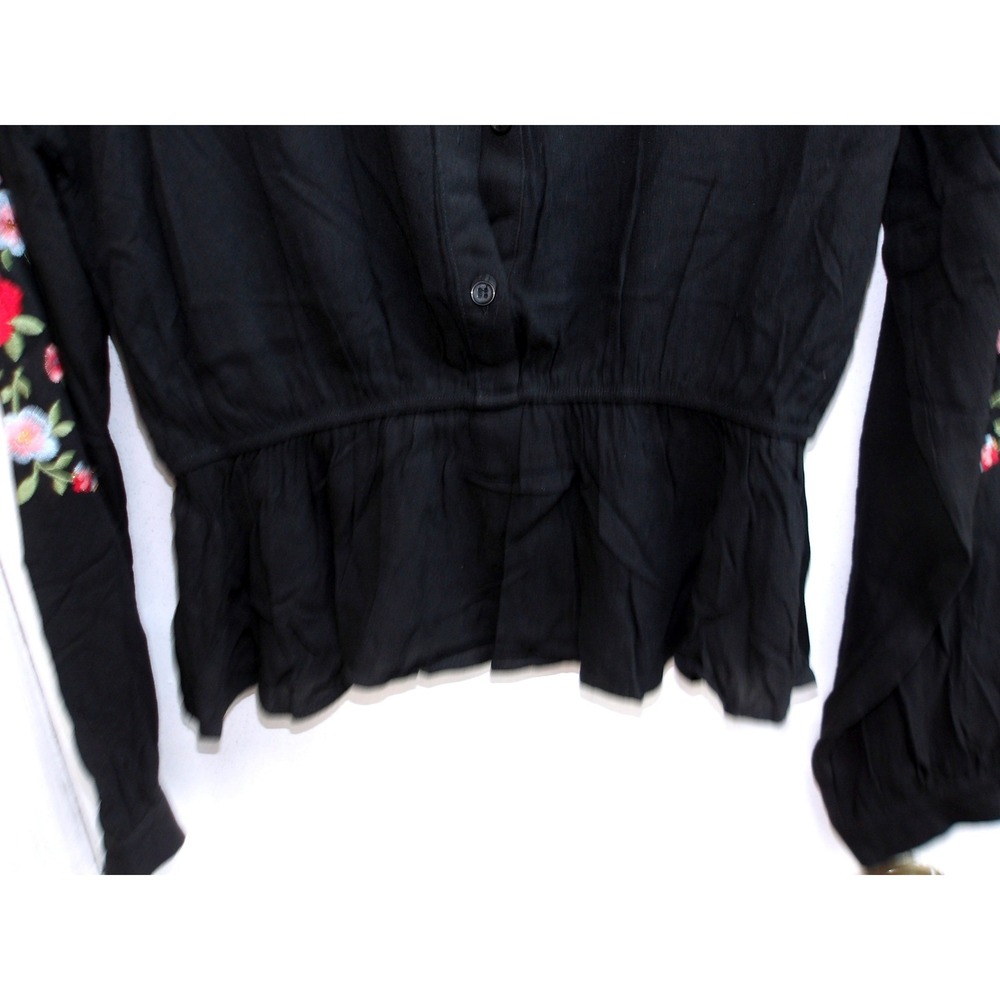 Savanna Jane‎ Black Floral Embroidered Sequin Boho Blouse Top Sm /#26306 - Picture 5 of 6